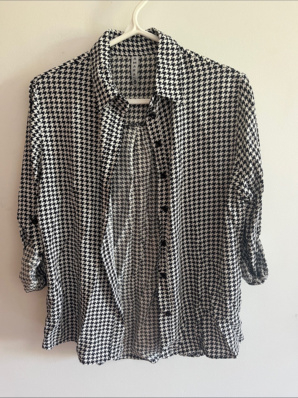 AMARA Black & White Houndstooth Button-Down Shirt